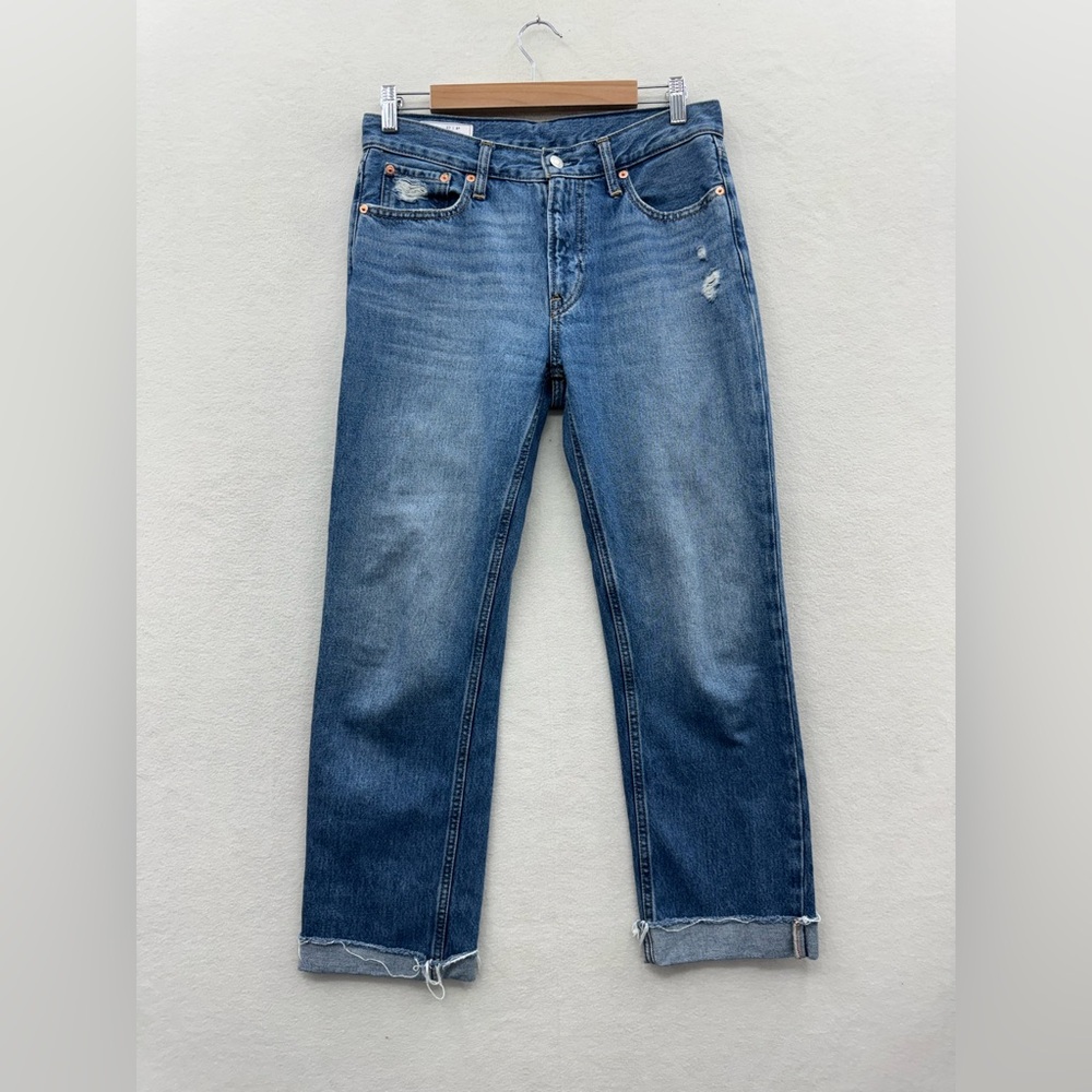 Gap Women’s 27/4 Boy Jeans Mid Rise Cropped Distressed